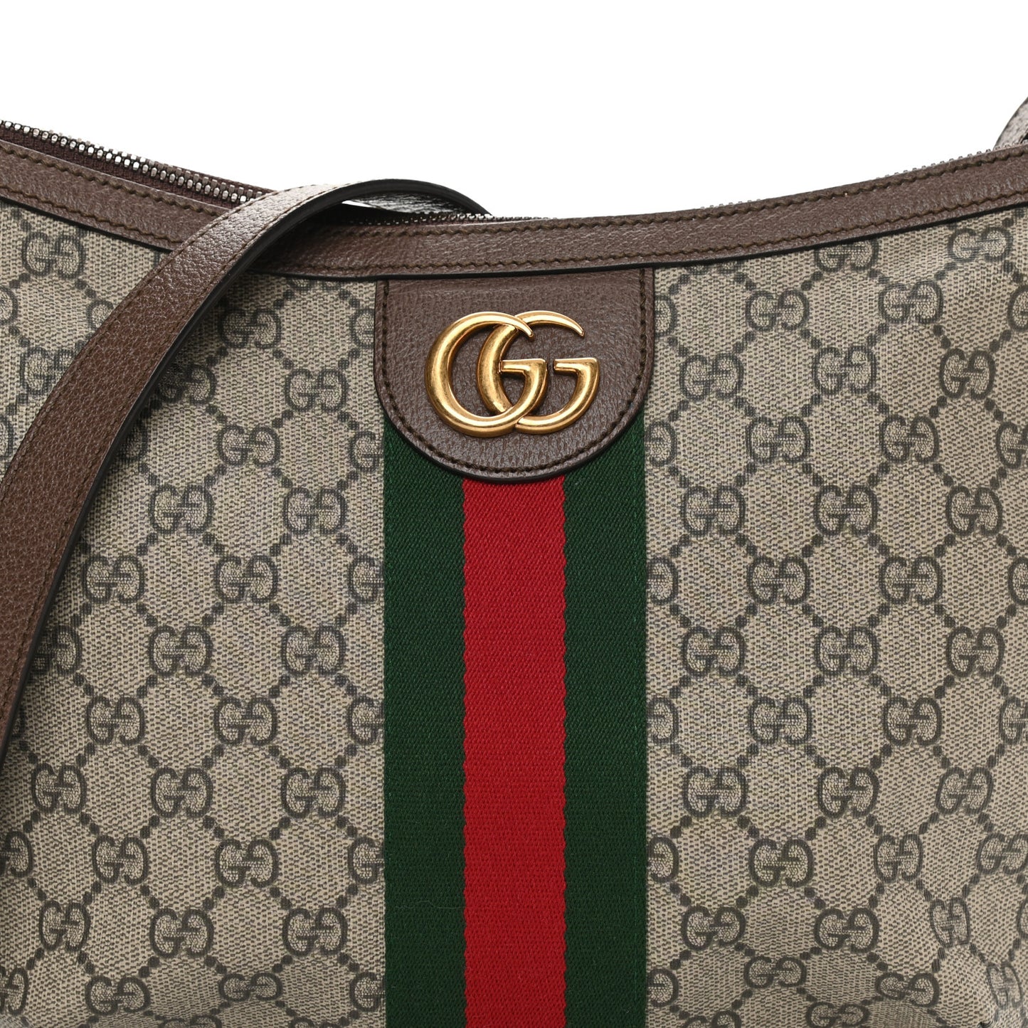 GG Supreme Monogram Web Small Ophidia Half Moon Hobo Brown