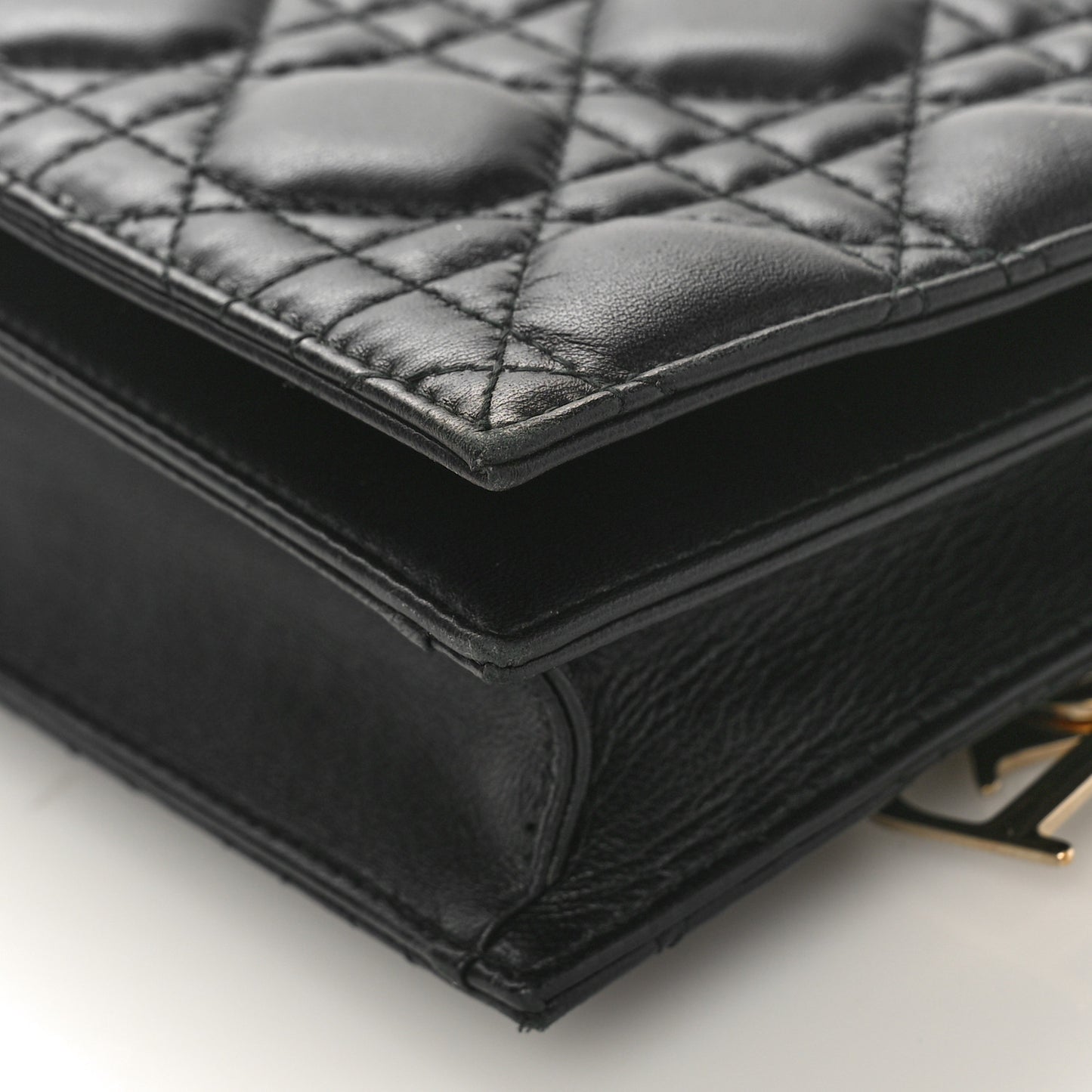Lambskin Cannage Lady Dior Convertible Clutch Black