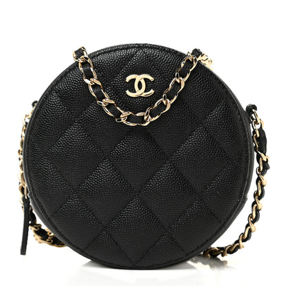 Chanel Caviar Quilted Round Clutch With Chain Black 1 of 11
