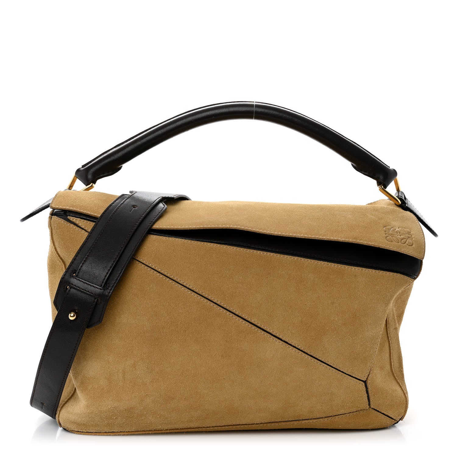 Loewe Suede Medium Puzzle Bag Gold 1 of 14