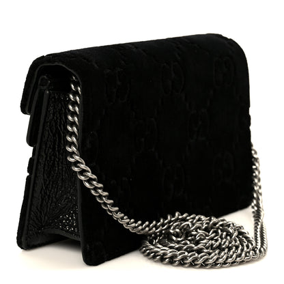 Gucci Velvet Skipper Crystal GG Monogram Super Mini Dionysus Shoulder Bag Black 3 of 10
