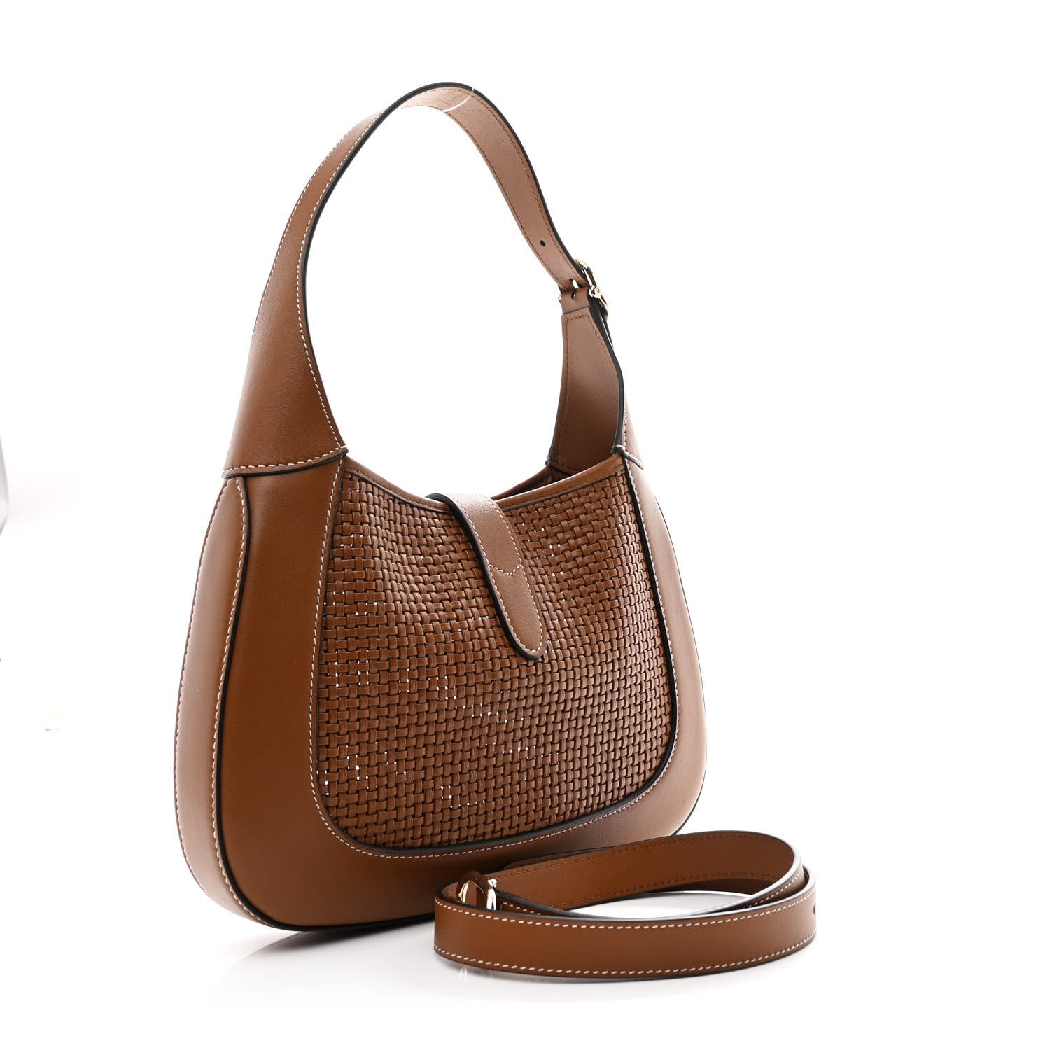 Gucci Woven Calfskin Medium Jackie 1961 Hobo Brown 3 of 9