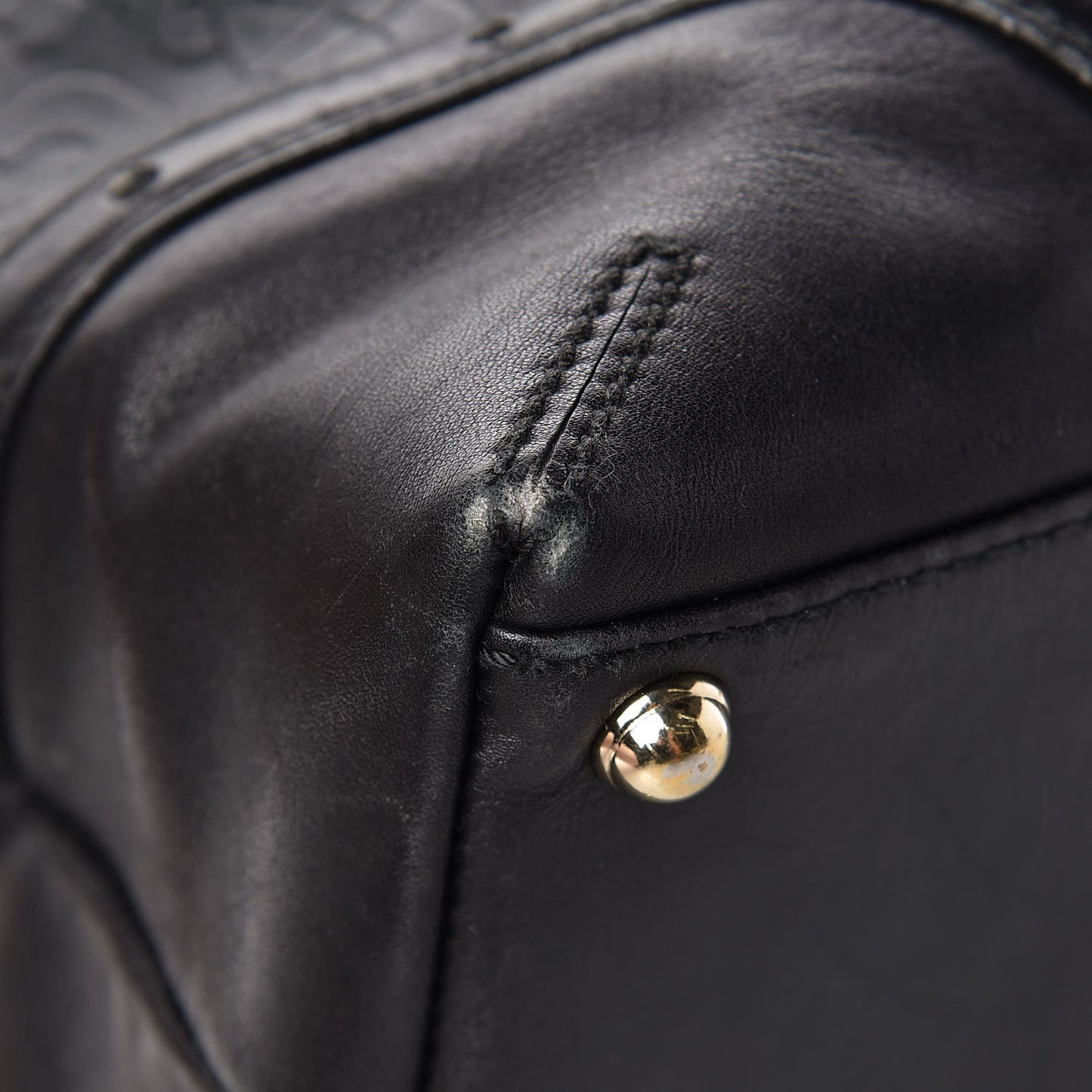 Calfskin Horsebit Embossed Large Glam Shoulder Bag Black