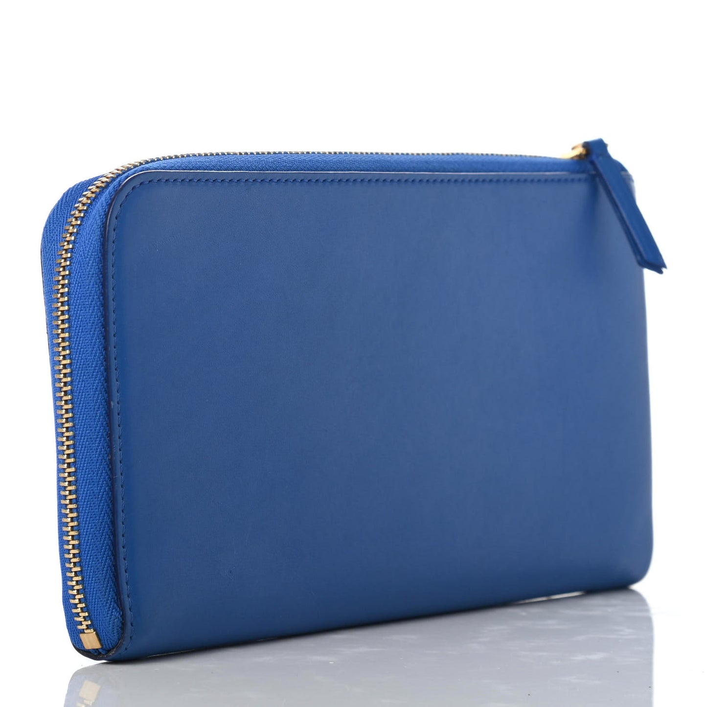 Smooth Calfskin Large Half Zip Multifunction Wallet Blue