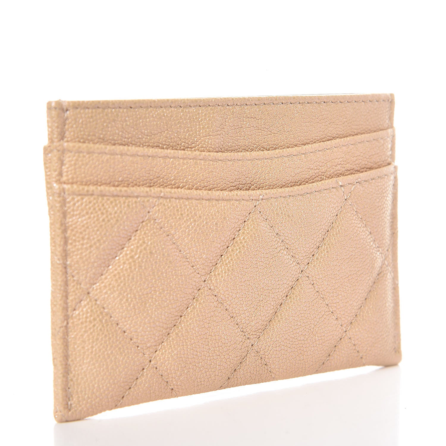Chanel Iridescent Caviar Quilted Card Holder Beige 3 of 9
