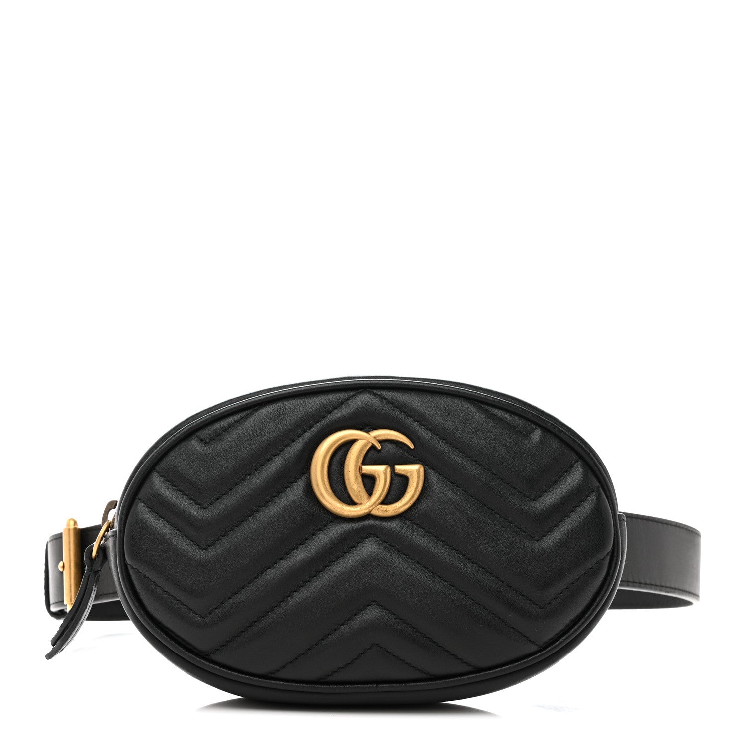 Gucci Calfskin Matelasse GG Marmont Belt Bag 85 34 Black 1 of 14