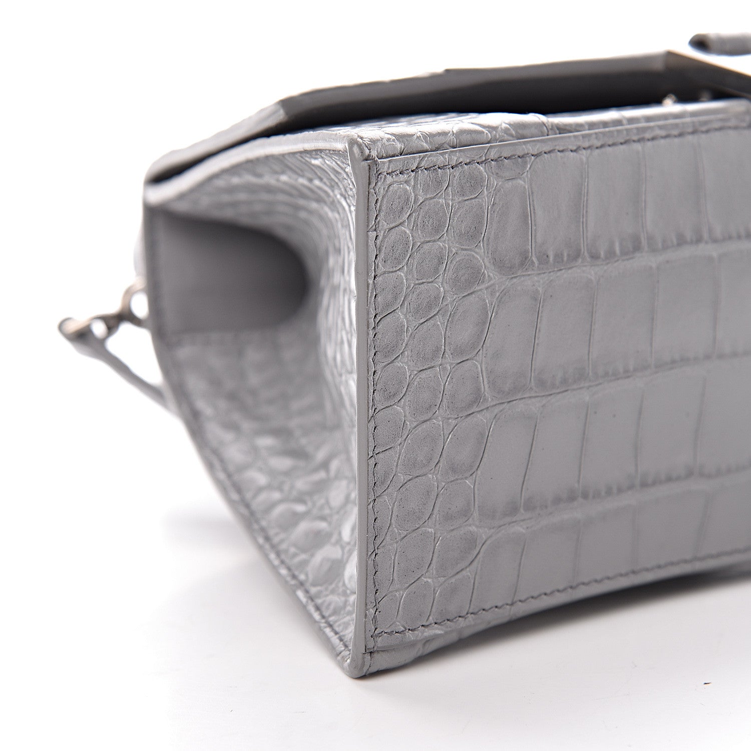 Balenciaga Shiny Calfskin Crocodile Embossed Small Hourglass Top Handle Bag Balenciaga Grey 12 of 15
