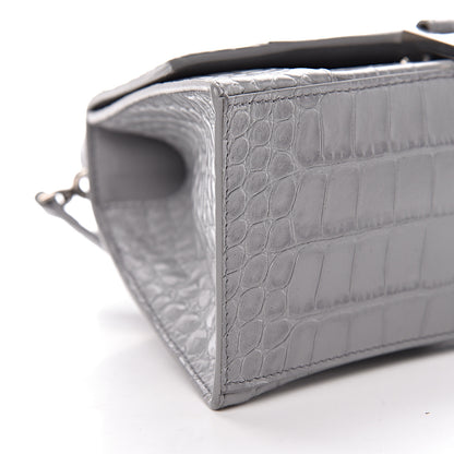 Balenciaga Shiny Calfskin Crocodile Embossed Small Hourglass Top Handle Bag Balenciaga Grey 12 of 15