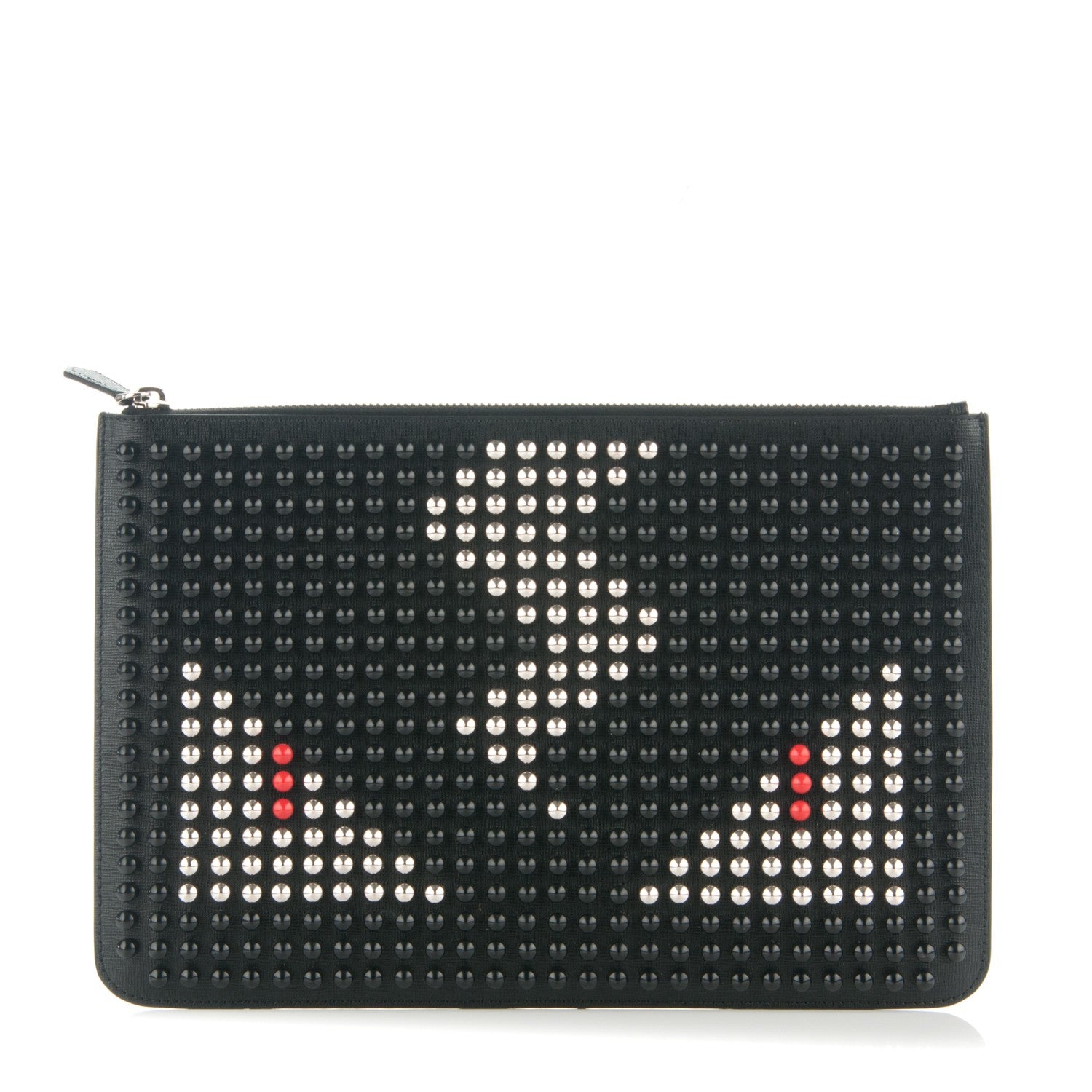 Fendi Vitello Elite Lightning Monster Eyes Studded Pouch Black 1 of 8
