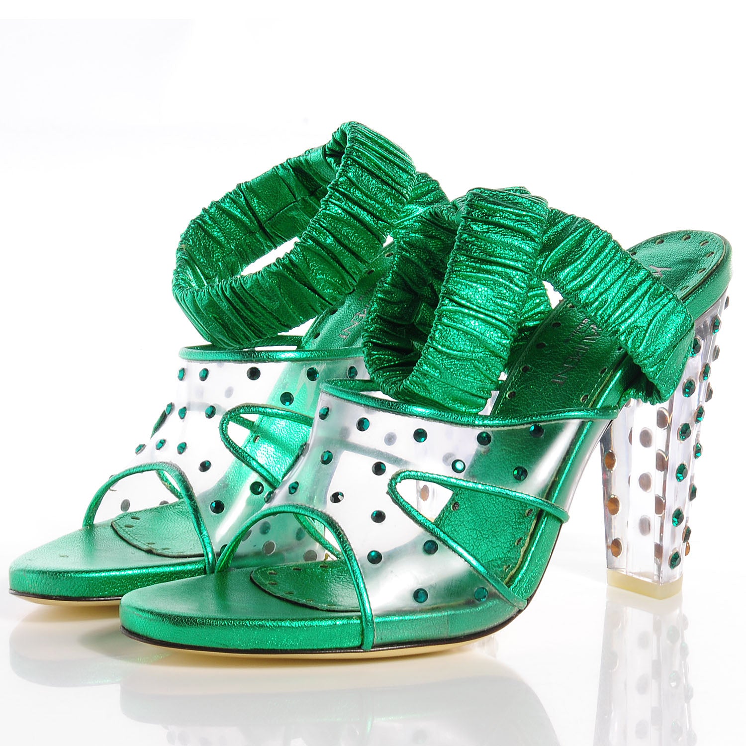 Saint Laurent Crystal Lava Lamp Heels 39 Green 3 of 8
