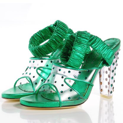 Saint Laurent Crystal Lava Lamp Heels 39 Green 3 of 8