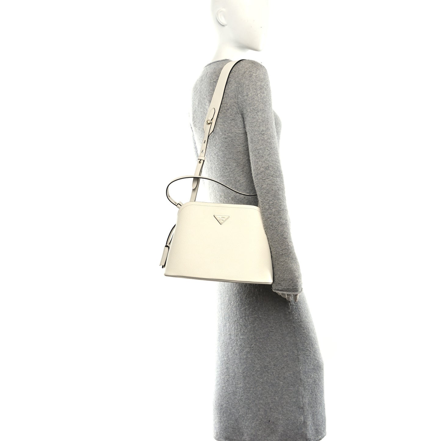 Saffiano Cuir Small Matinee Tote  Bianco Black