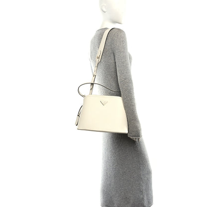 Prada Saffiano Cuir Small Matinee Tote  Bianco Black 2 of 9
