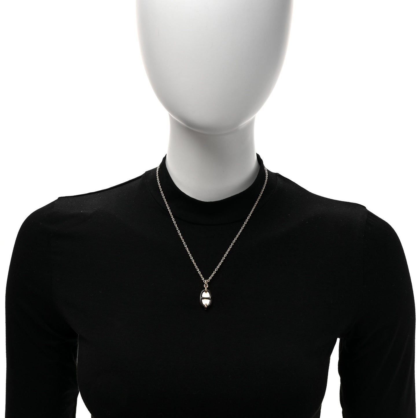 Metal Enamel Mini Maillon Pendant Necklace Black
