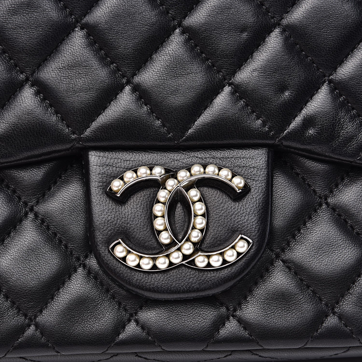 Chanel Lambskin Quilted Medium Westminster Pearl Flap Black 11 of 17