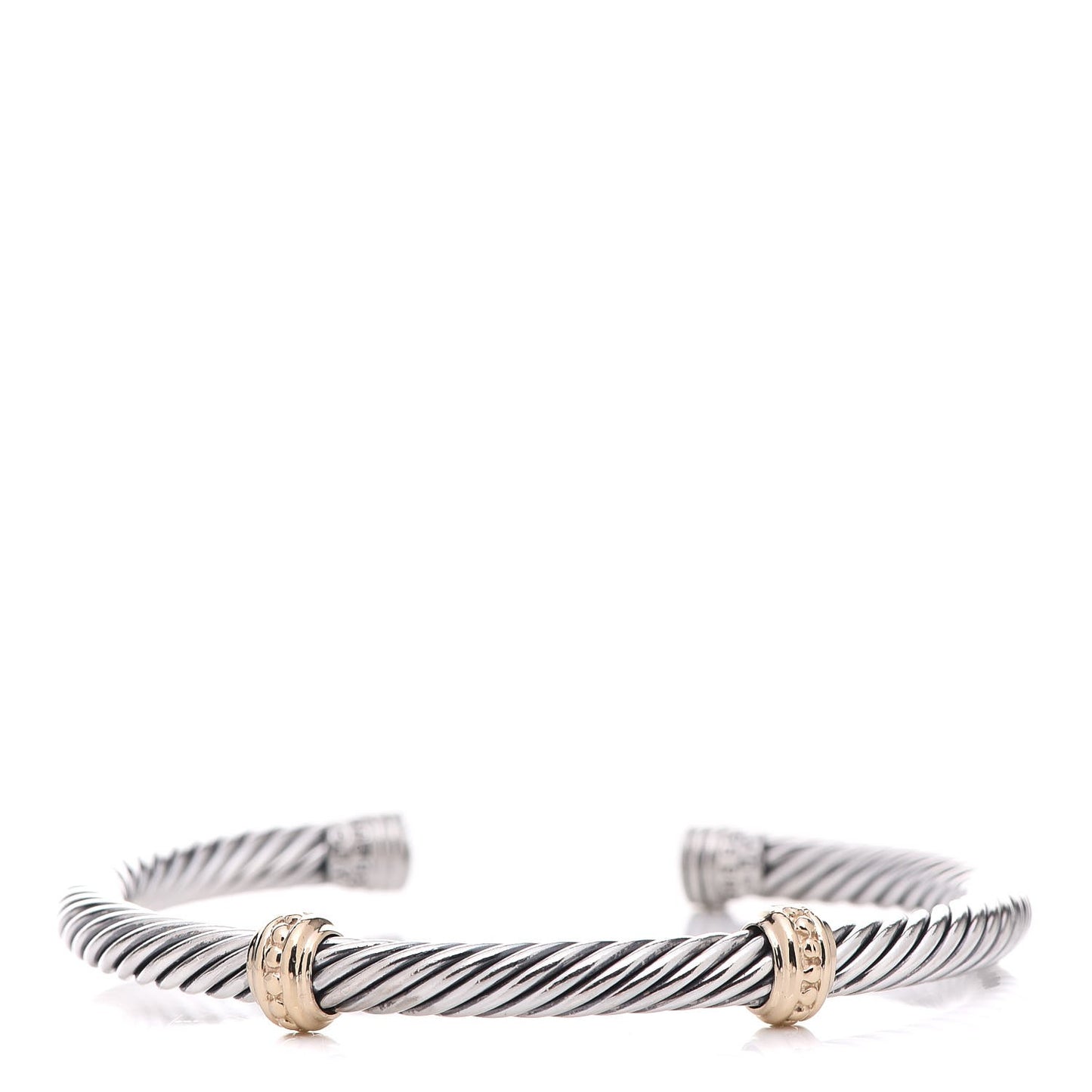 Sterling Silver 14K Yellow Gold 5mm Cable Classics Two Station Bracelet