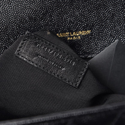 Saint Laurent Grain De Poudre Textured Mixed Matelasse Large Triquilt Monogram Satchel Black 7 of 11