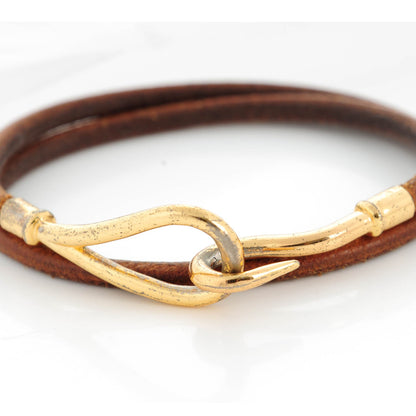 Hermes Natural Bridle Jumbo Double Tour Bracelet Bouton 3 of 4