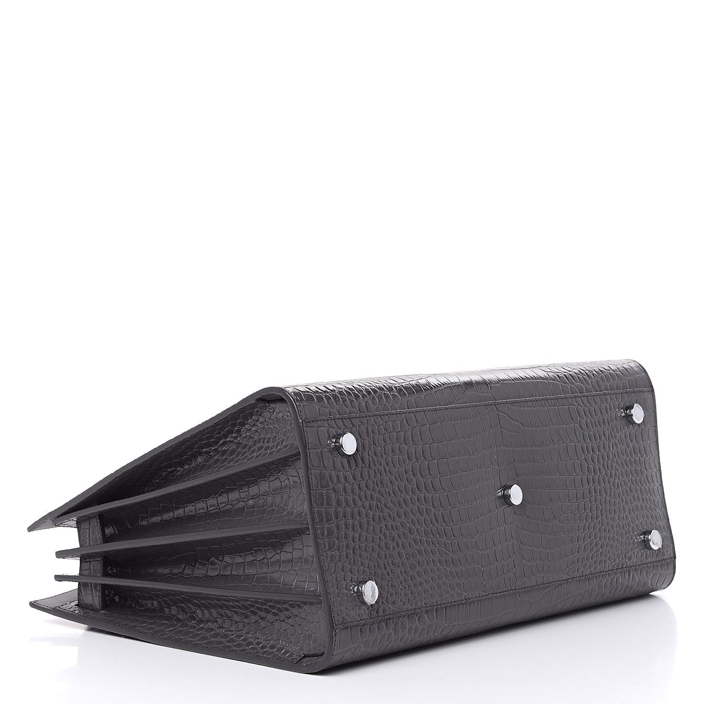 Crocodile Embossed Small Sac De Jour Asphalt