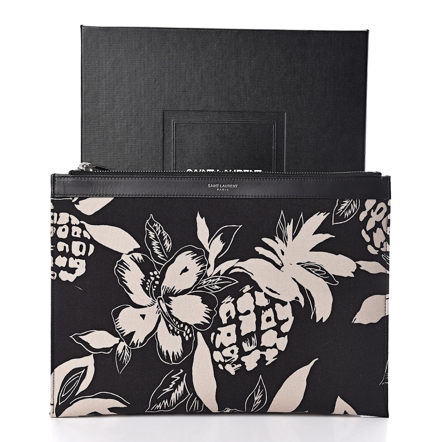 Canvas Hawaiian Print Zipped Tablet Holder Black