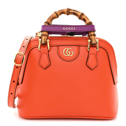Gucci Textured Dollar Calfskin Mini Diana Dome Tote Bag Deep Orange Spicy Cyclamin 1 of 11