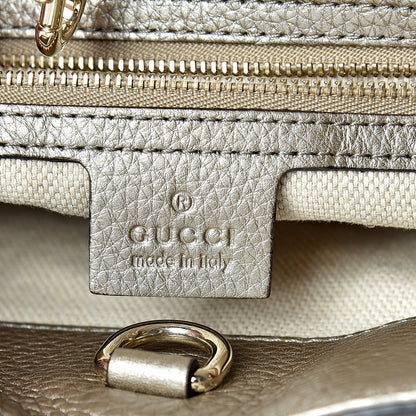 Gucci Metallic Pebbled Calfskin Medium Soho Chain Shoulder Bag Golden Beige 5 of 13