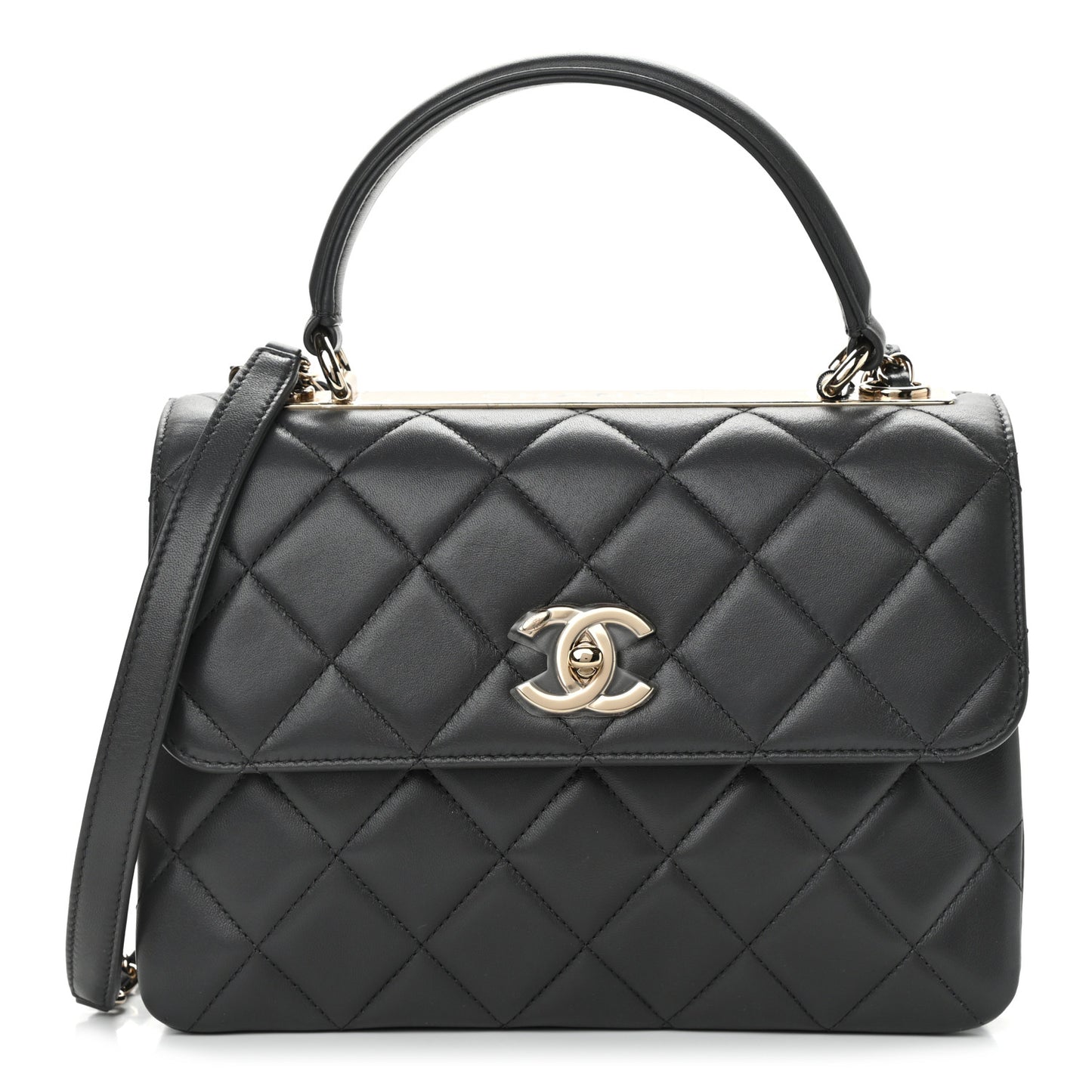 Lambskin Quilted Small Trendy CC Dual Handle Flap Bag Dark Grey