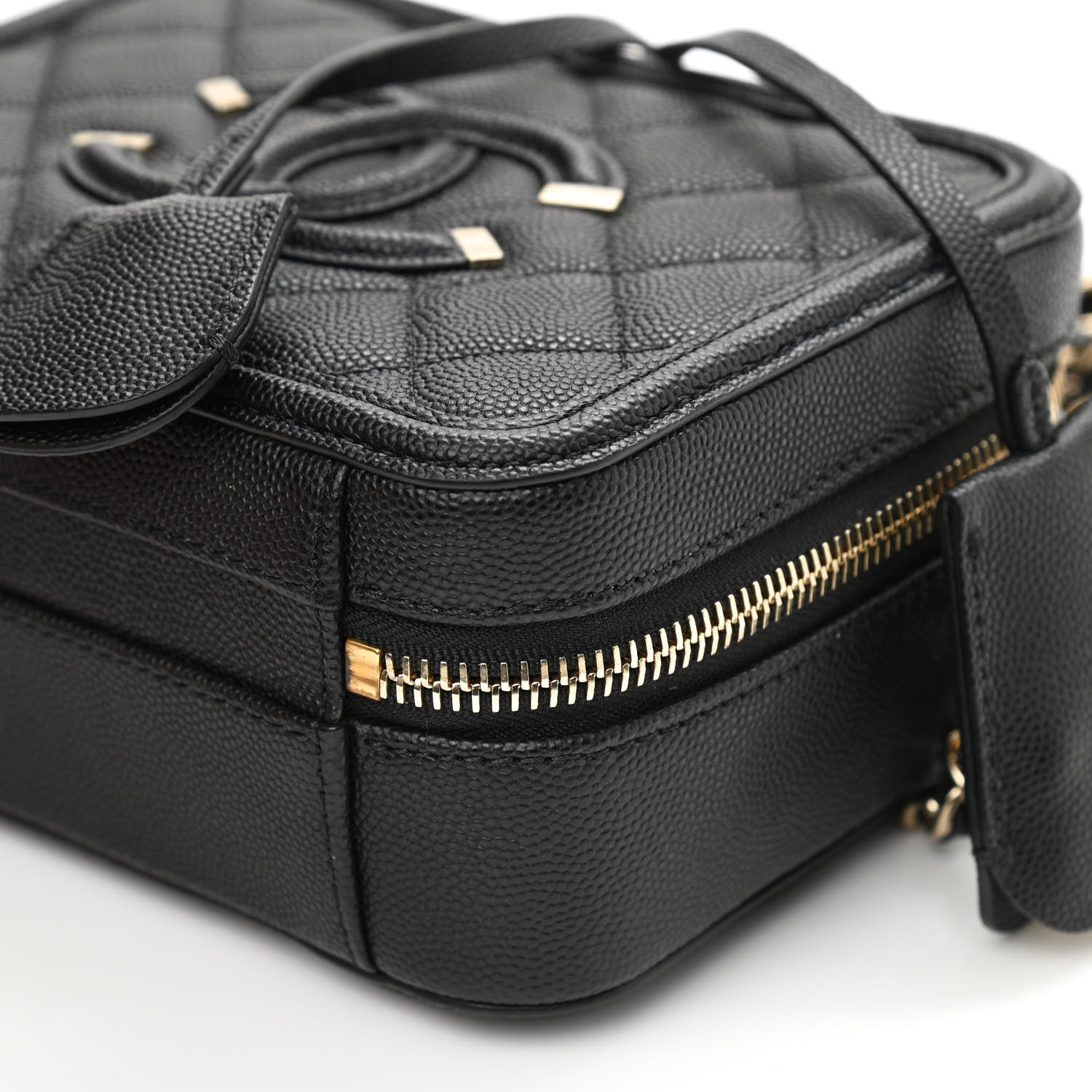 Chanel Caviar Quilted Small CC Filigree Vanity Case Black 9 of 10