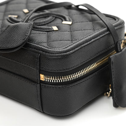 Chanel Caviar Quilted Small CC Filigree Vanity Case Black 9 of 10