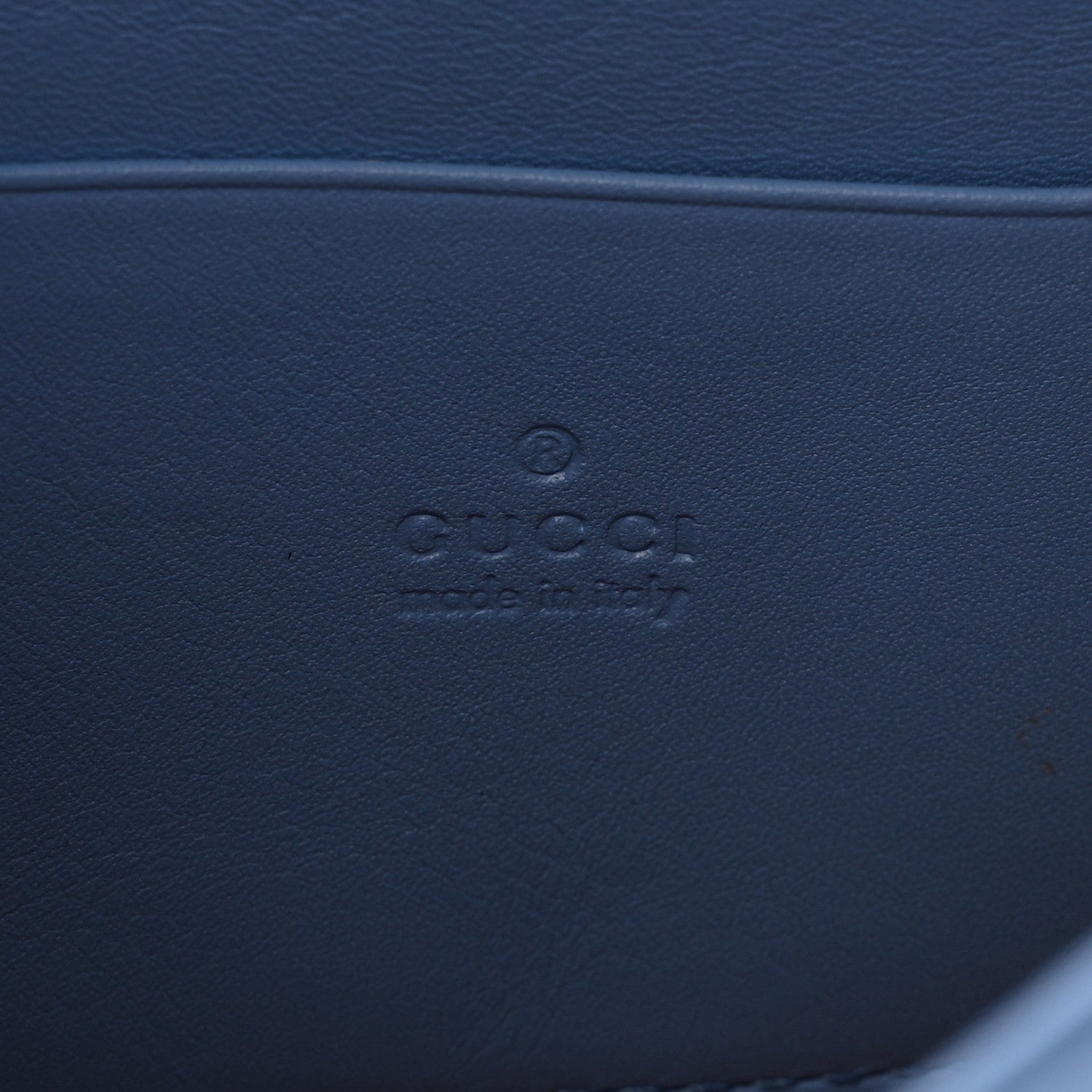 Gucci Calfskin Matelasse Mini GG Marmont Chain Wallet Clear Sky