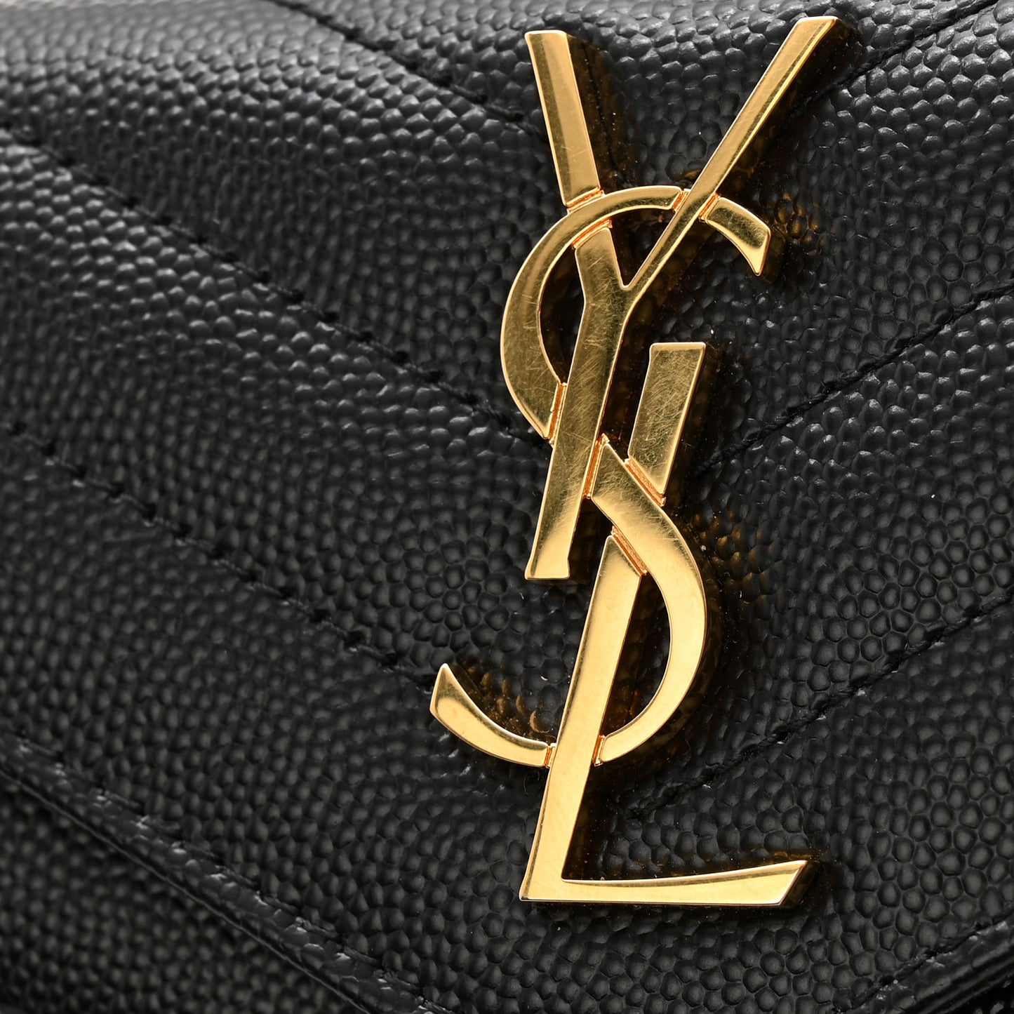 Grain De Poudre Matelasse Chevron Small Monogram Envelope Wallet Black