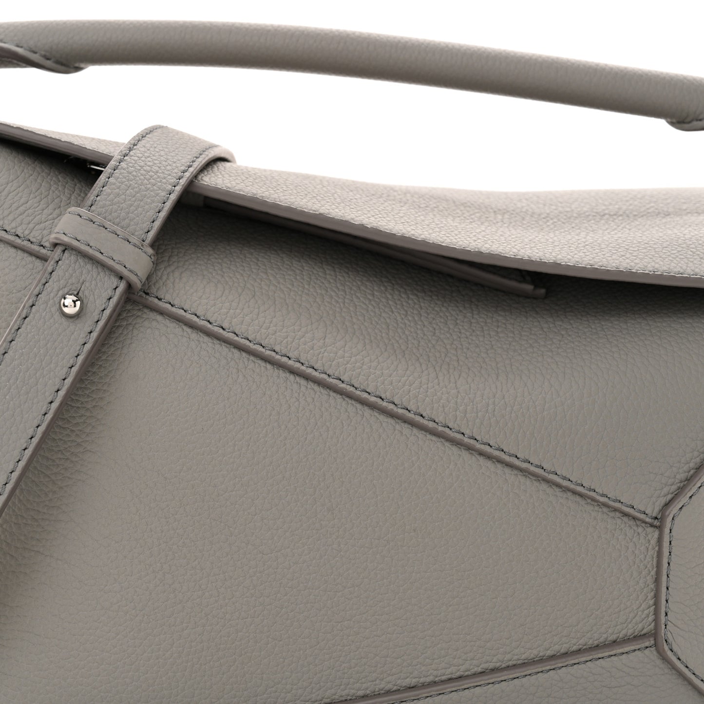 Soft Grained Calfskin Small Puzzle Edge Bag Pearl Grey