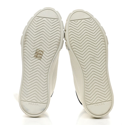 Prada Re-Nylon Gabardine Metal Triangle Logo Wheel Pouch Pocket High Top Sneakers 38.5 White 6 of 9