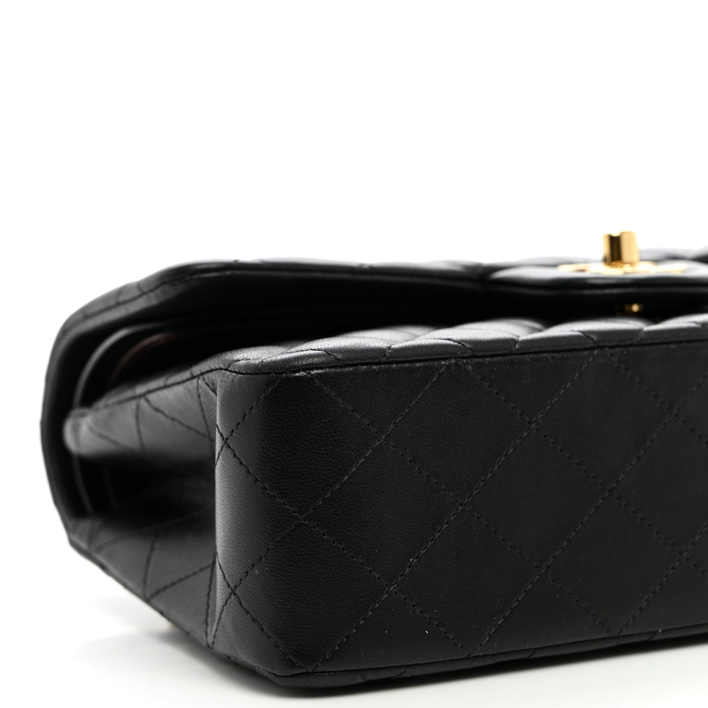 Lambskin Quilted Small Double Flap Black