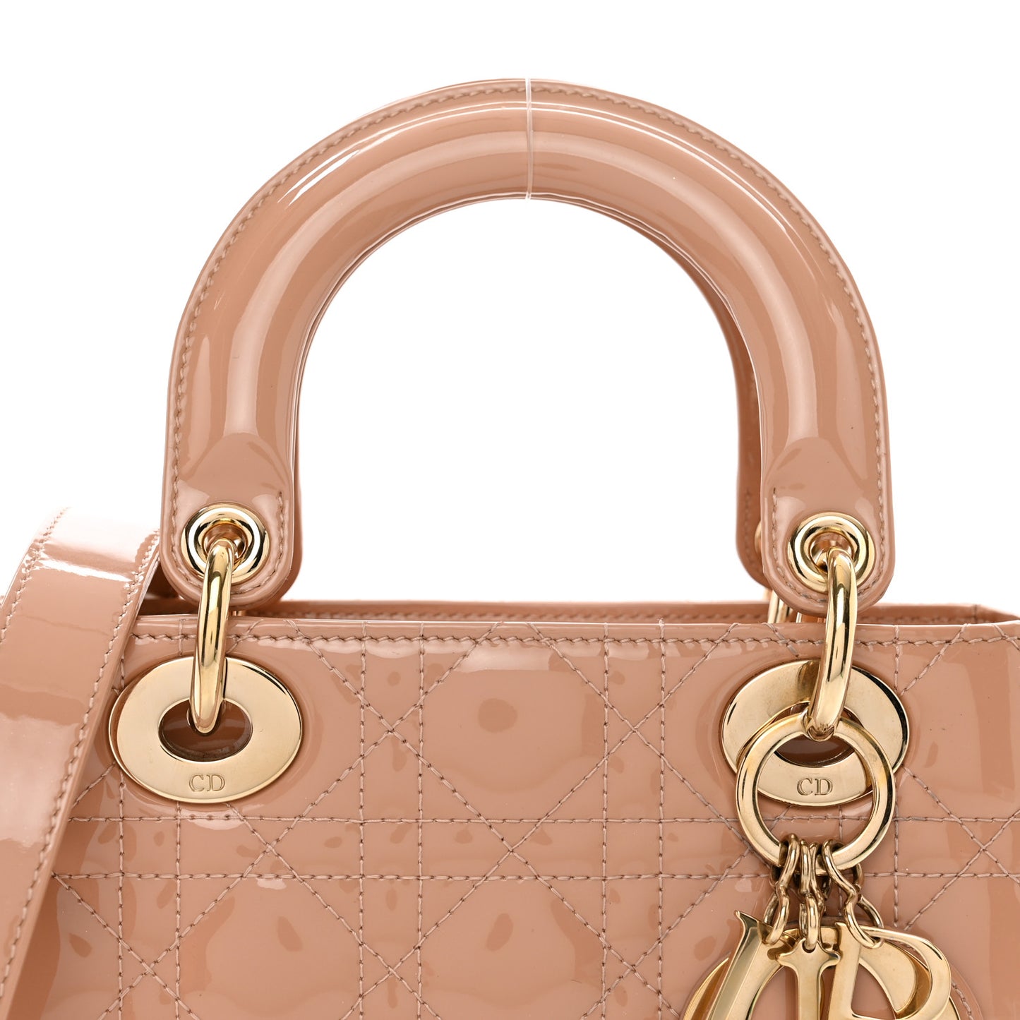 CHRISTIAN DIOR Patent Cannage Small Lady Dior Pink