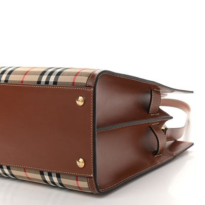 Burberry Calfskin Vintage Check Two Handle Title Bag Archive Beige 10 of 12