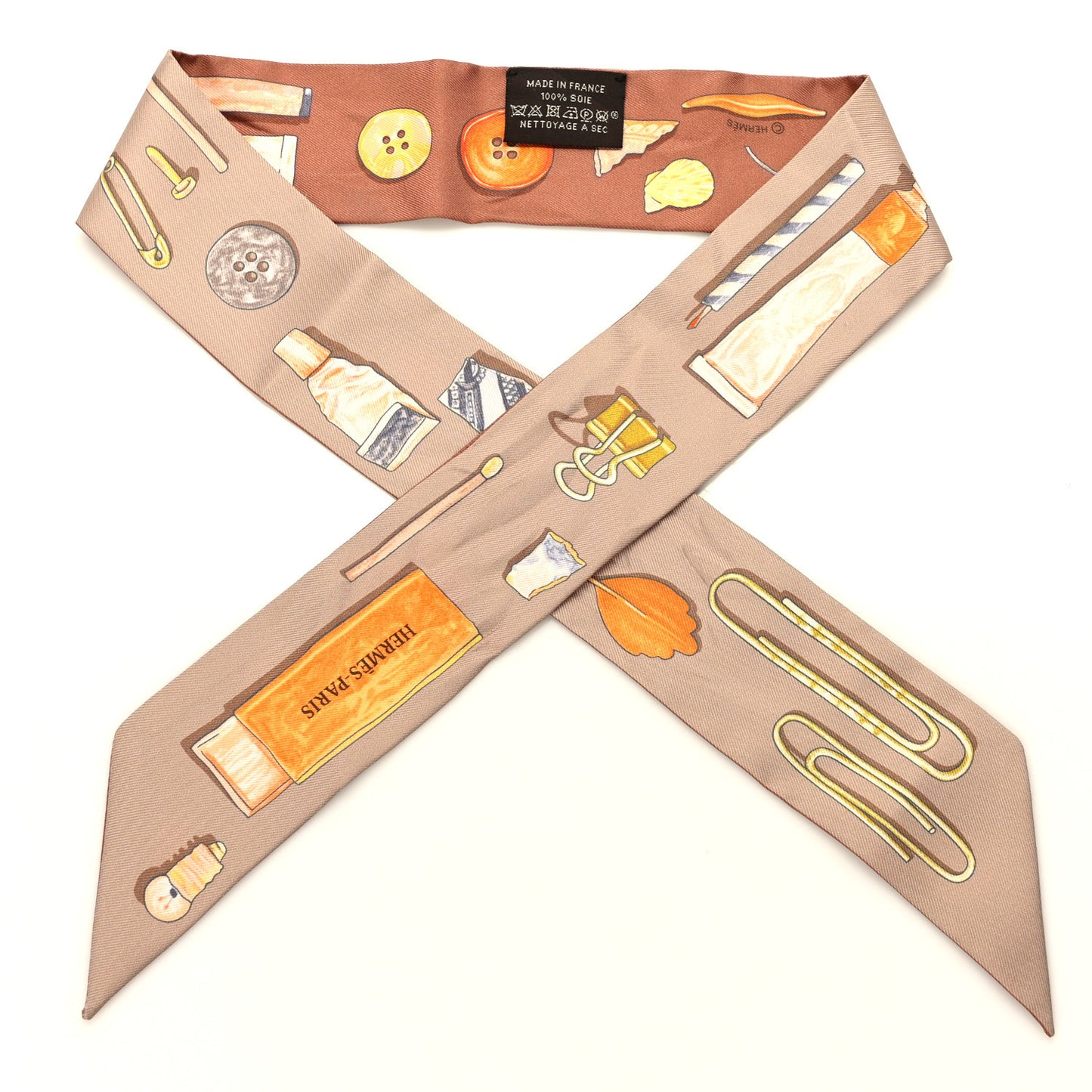 Silk In The Pocket Twilly Beige Orange Sable