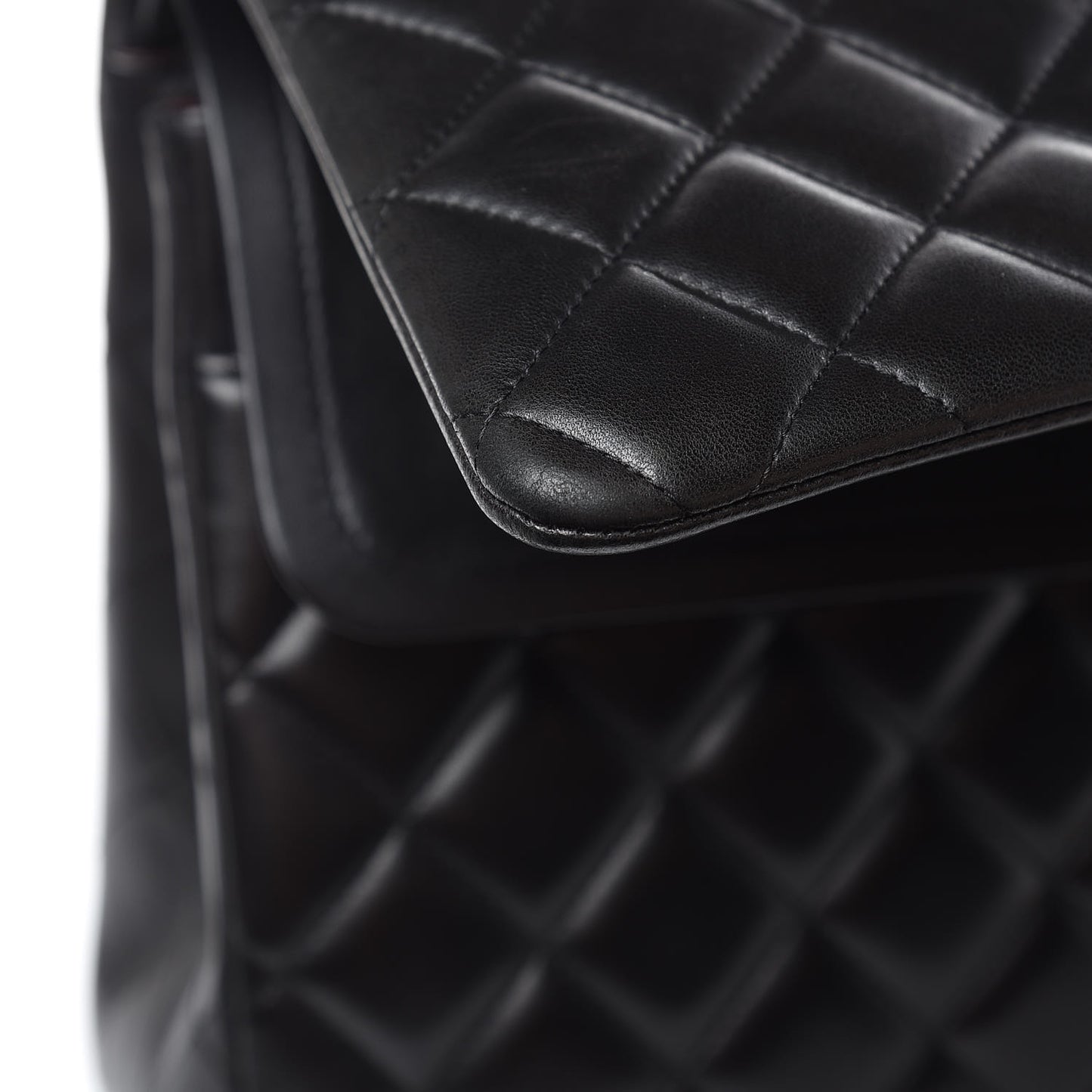 Lambskin Quilted Maxi Double Flap Black