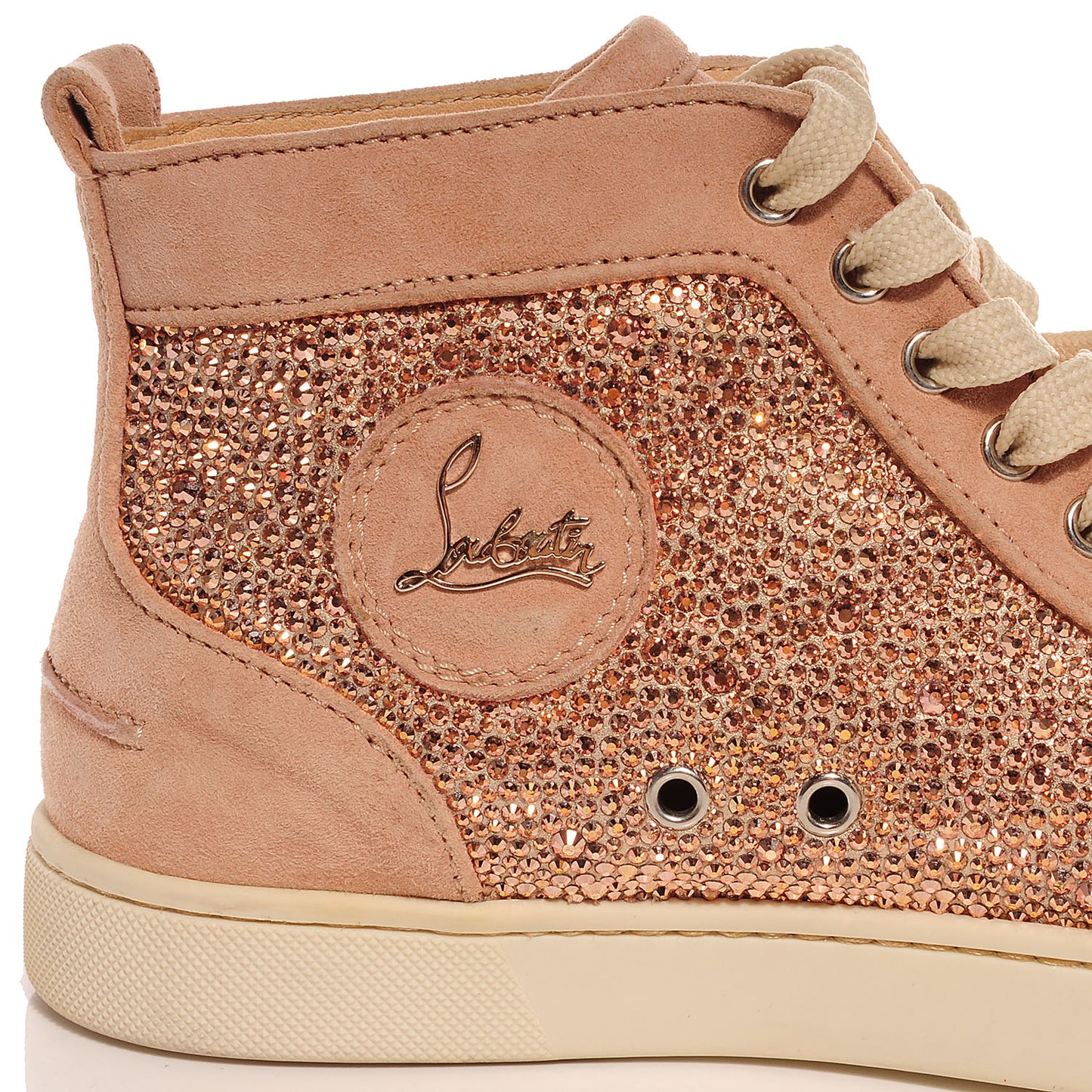 Suede Strass Embellished Louis Flat 39 Rose Antique