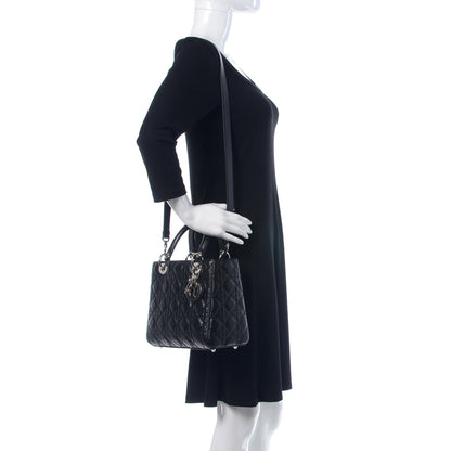 Christian Dior Lambskin Cannage Medium Lady Dior Black 2 of 10