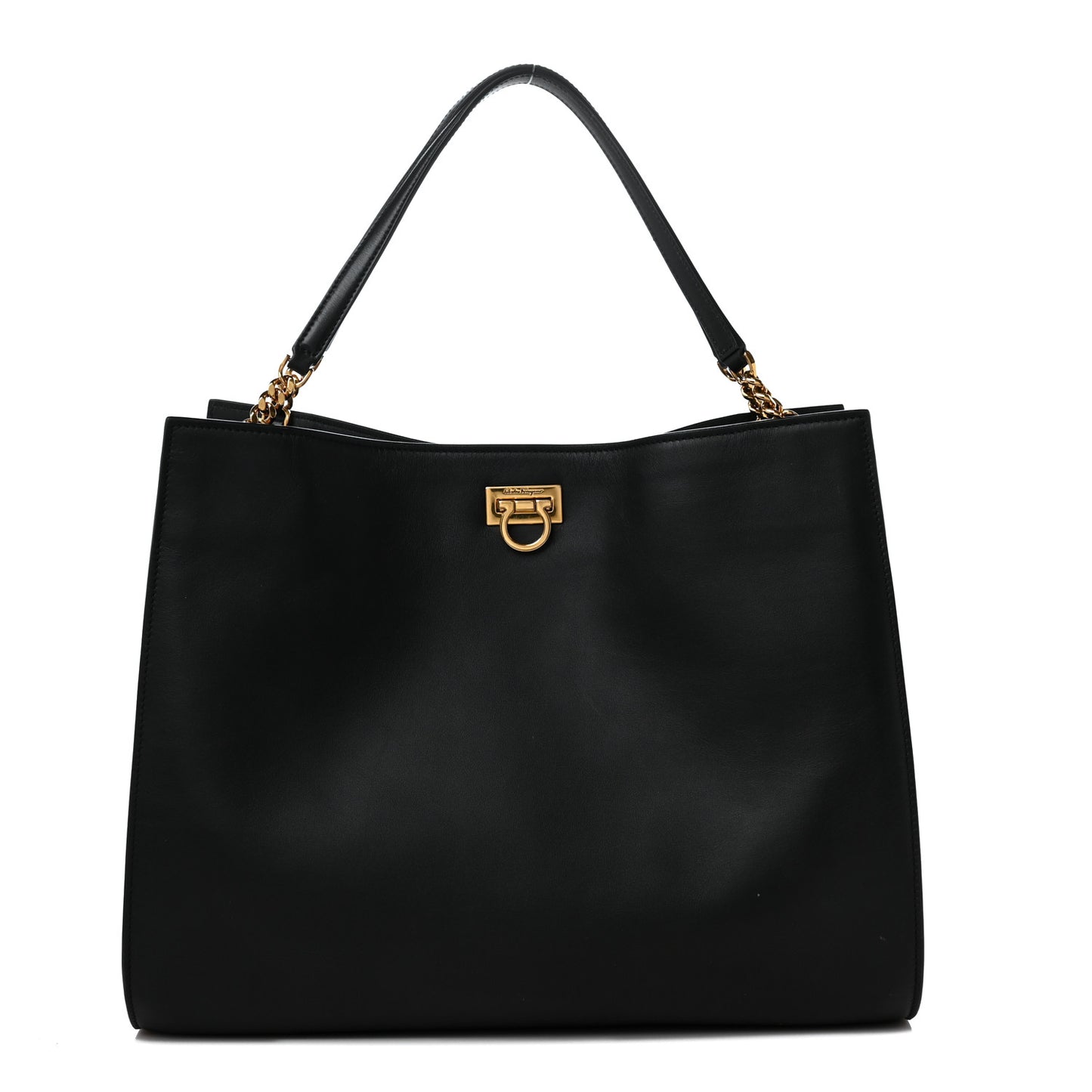 Calfskin Gancini Trifolio Tote Bag Black