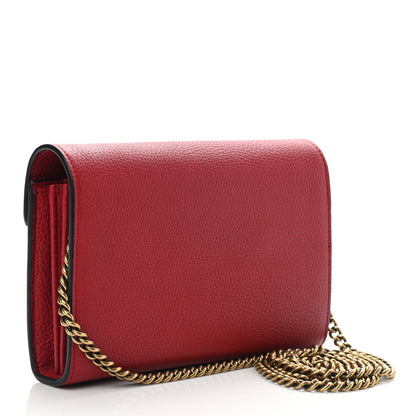 Gucci Calfskin GG Marmont Chain Wallet Vulcanic Red 3 of 11