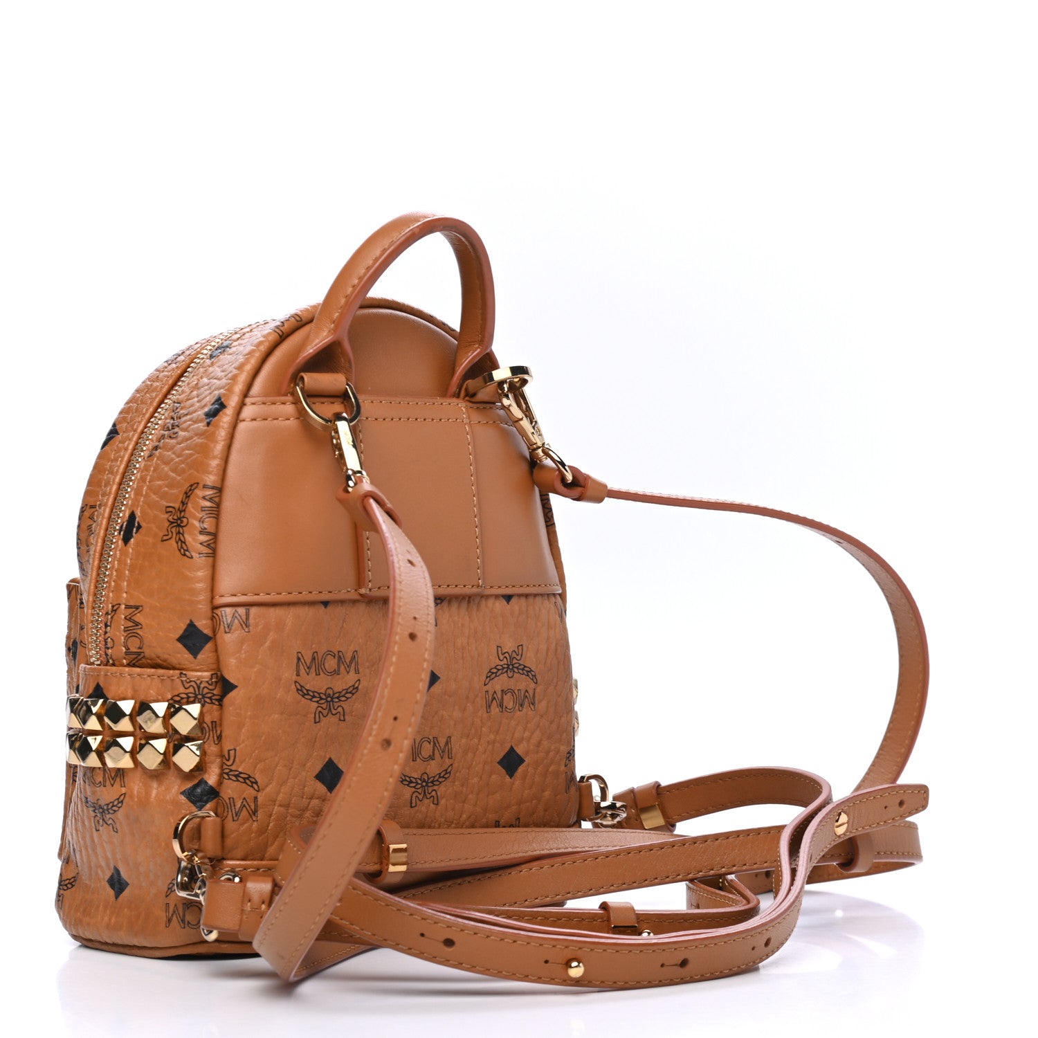 MCM Visetos Side Stud X-Mini Stark Backpack Cognac 2 of 6