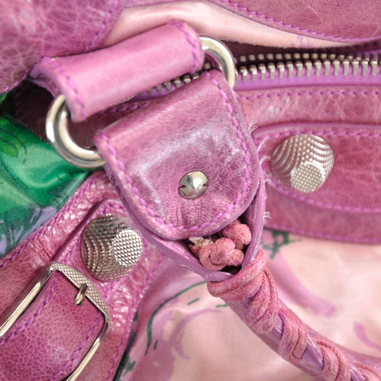 Agneau Canvas Floral Giant 21 Silver Hardware City Magenta