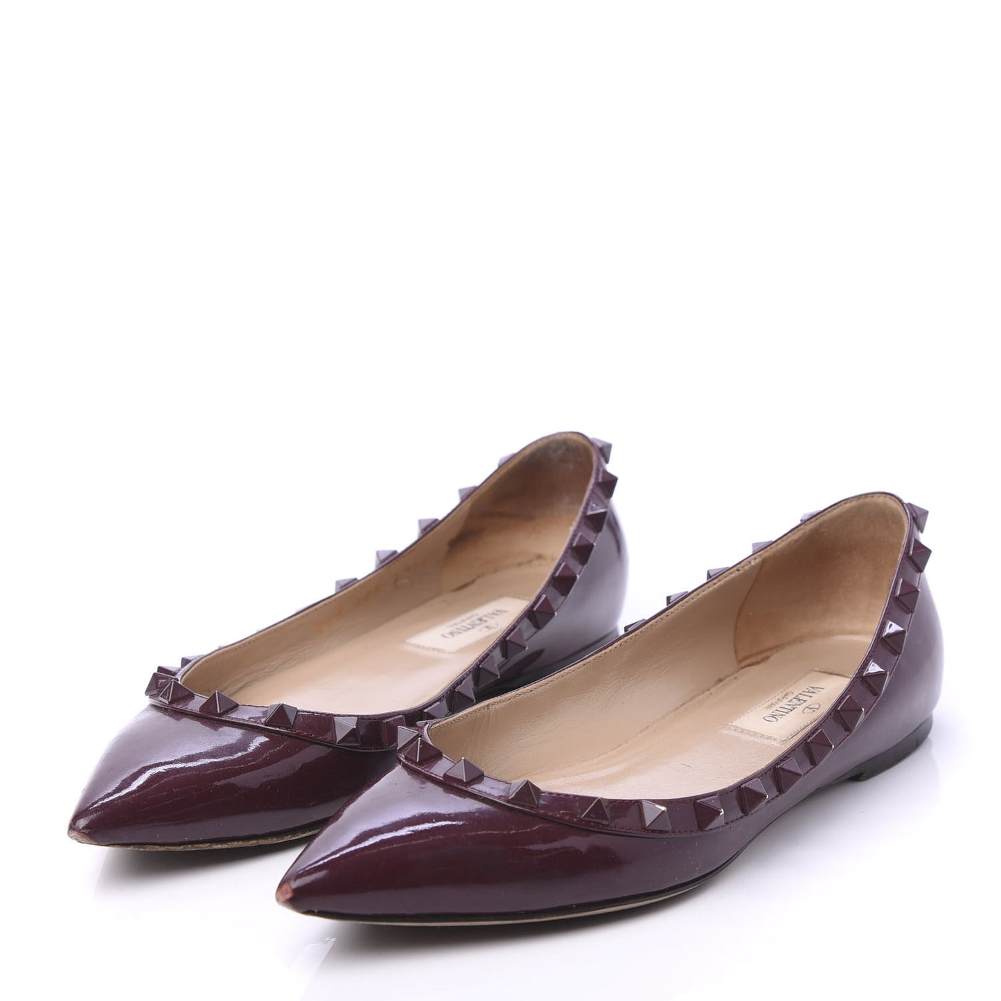 Patent Rockstud Ballerina Flats 36 Rubin