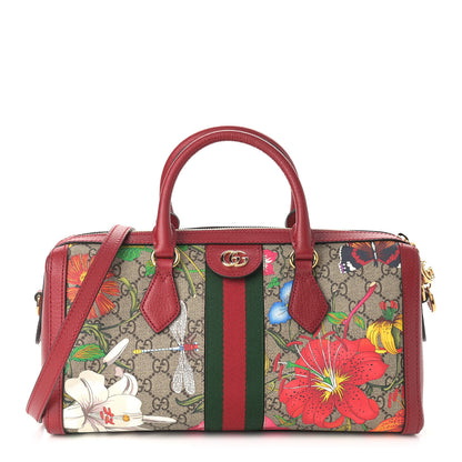 Gucci GG Supreme Monogram Flora Web Medium Ophidia Boston Red 1 of 9