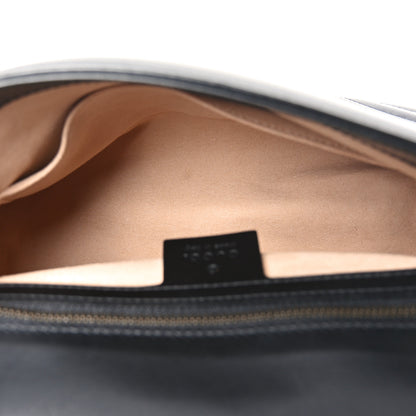 Gucci Calfskin Matelasse Small GG Marmont Top Handle Shoulder Bag Black 5 of 10