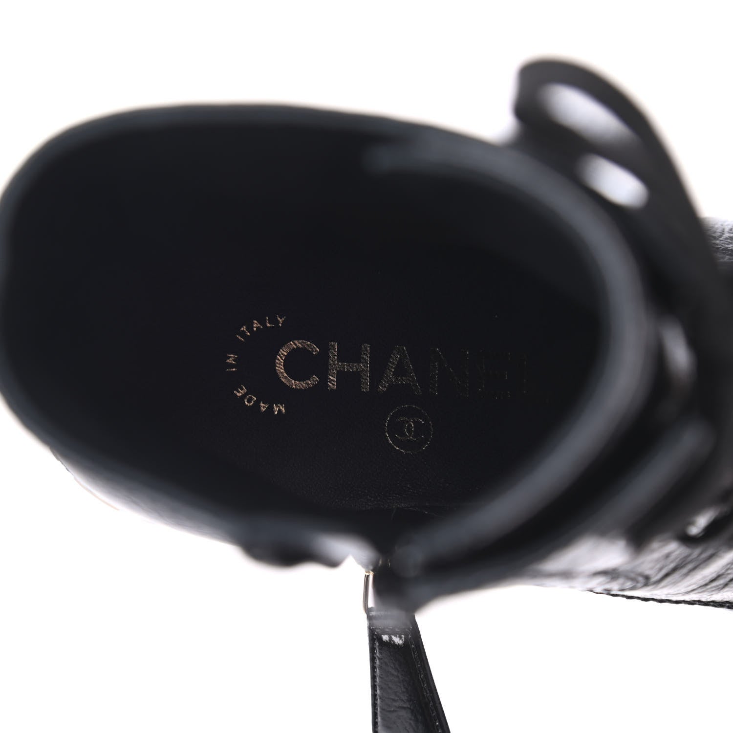 Chanel Shiny Crumpled Lambskin Lace Up Combat Boots 35.5 Black 7 of 13