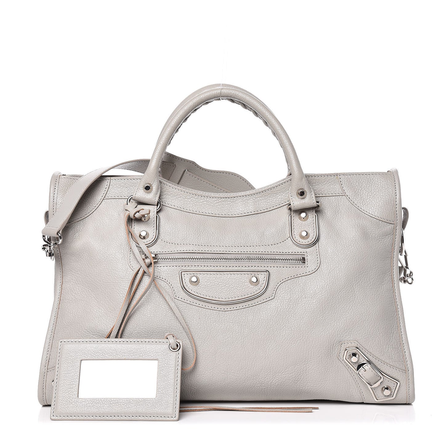 Chevre Silver Metallic Edge Hardware City Gris Glace