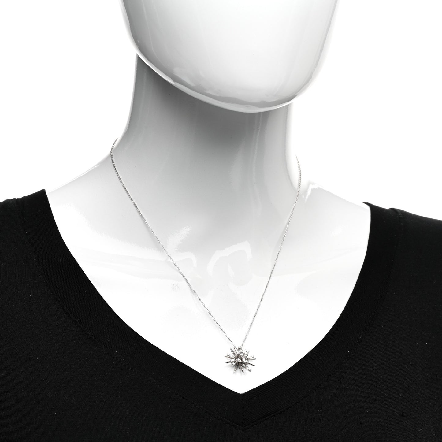 18K White Gold Diamond Small Supernova Pendant Necklace